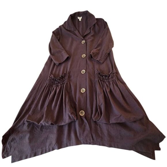 For Cynthia Womens Linen Blend Casual Lagenlook Oversized Pockets Midi Dress XS - Picture 4 of 13